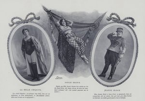 Francouzské herečky a zpěvačky La Belle Chiquita, Sarah Brown a Jeanne Bloch (č/b foto) od French Photographer