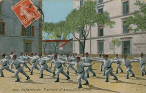 Francouzské pěchotní cvičení, pohlednice odeslaná v roce 1913. od French Photographer