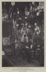 Francouzský malíř Jules Badin, manažer výroby tapisérií v Beauvais, ve své dílně (čb foto) od French Photographer