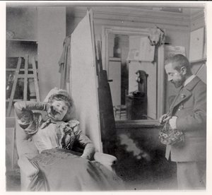 Henri de Toulouse-Lautrec (1864-1901) ve svém studiu s Misiou Natansonovou od French Photographer