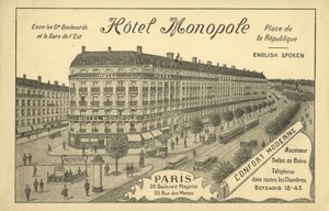 Hotel Monopole, Paříž (litho) od French Photographer