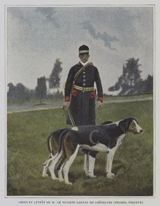 Ohař a lovec v livreji z lovu Vicomta Gaetana de Chezelles, Francie (barevné foto) od French Photographer