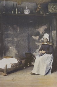 Interiér Auvergne, žena pletení od French Photographer