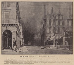 Pařížská komuna, Rue De Rivoli, Matiné 24. května (černobílá fotografie) od French Photographer