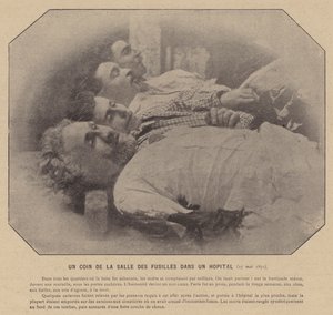 Pařížská komuna, roh střelnice v nemocnici, 27. května 1871 (černobílá fotografie) od French Photographer