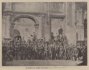 Pařížská komuna, skupina národních gard, nádvoří Ecole des Beaux-Arts (černobílá fotografie) od French Photographer