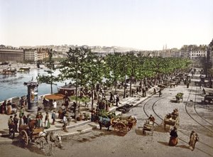 Trh Saint Antoine, Quay des Célestins, Lyons, kolem roku 1900 od French Photographer