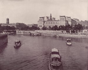 Paříž: Hotel de Ville, od River Side (černobílá fotografie) od French Photographer