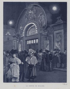 Lidé opouštějící Bal Bullier, Paříž (černobílá fotografie) od French Photographer
