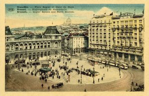 Place Rogier a Gare du Nord, Brusel (barevné foto) od French Photographer