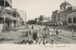 Port-Said, Egypt: Lesseps Street (čb fotografie) od French Photographer