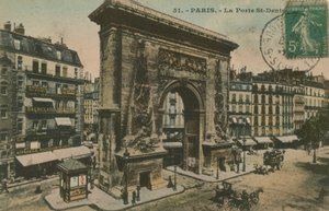 Porte Saint-Denis v Paříži, Francie. Pohlednice odeslaná v roce 1913. od French Photographer