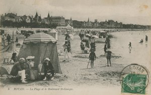 Pohlednice pláže a Boulevard St Georges, Royan, Francie odeslaná v roce 1913 od French Photographer