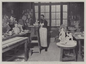 Příprava forem v dílně v porcelánce Sevres, Francie (černobílá fotografie) od French Photographer