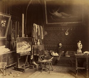 Malíř Toulot ve svém ateliéru (černobílá fotografie) od French Photographer