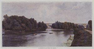 Řeka Marne a viadukt Nogent, Francie (barevné foto) od French Photographer