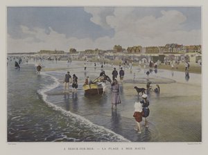 Pláž při přílivu, Berck-sur-Mer, Francie (barevné foto) od French Photographer