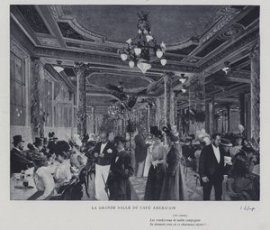 Velký sál Cafe Americain, Paříž (č/b foto) od French Photographer