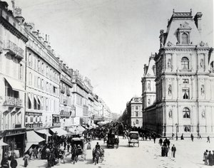 Ulice de Rivoli a nový Hotel de Ville, asi 1882 od French Photographer