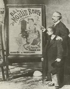 Toulouse-Lautrec s ředitelem Moulin Rouge v Paříži (č/b foto) od French Photographer