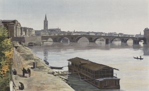Toulouse, Pont-Neuf a Eglise N D, z Dalbade, pohled po proudu, pořízený na břehu Garonny od French Photographer
