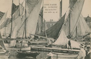 Pohled na přístav s plachetnicemi, St Tropez, Cote dAzur. Pohlednice odeslána v roce 1913. od French Photographer