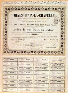 100 franků Doručitelský podíl na dolech v Cáchách, 1856 od French School