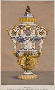 Fajánsová kašna z 18. století s erbem Montmorency Luxembourg, vyrobeno v Rouen, ilustrace z Dictionnaire de lameublement et de la decoration od Henryho Havarda, svazek 2, od French School