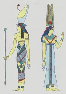 Vyobrazení božstev z období starověkého Egypta z 20. let 20. století (barevná litografie) od French School