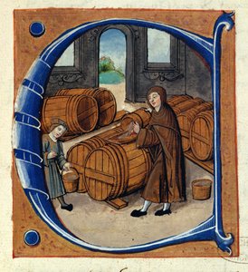AE II/1667 Produkce vína ve středověku, z „Redevancier de Saint-Germain-des-Pres“, kolem 1530 (vellum) (detail z 211985) od French School