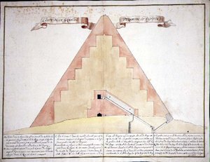 Průřez egyptskými pyramidami od French School