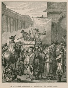 Francouzský Mountebank na Place du Louvre; po Duplessis-Bertaux od French School