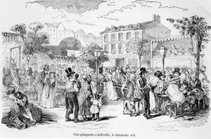 Guinguette v Belleville v neděli večer, z Tableau de Paris od Edmond Auguste Texier, Paříž, 1852 od French School