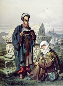 Židovský pár na hřbitově v Konstantinopoli, 1857 od French School