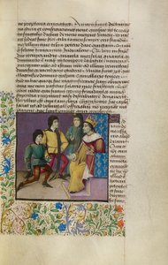 Král na dvoře, asi 1460-70 (tempera, plátkové zlato, barva a tuš na pergamenu) od French School