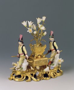 Hořák na parfémy Louis XV, kolem roku 1745 (ormolu a porcelán)