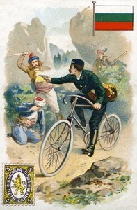 Listonoš v Bulharsku bojující proti lupičům, konec 19. století od French School