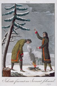 Jakutský muž skládající slavnostní přísahu, 1811 od French School