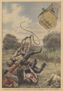Balonista trestající německé rolníky za jejich chamtivost (barva litho) od French School