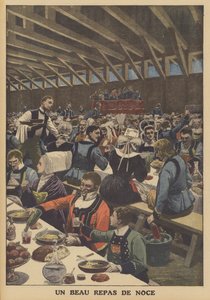 Pěkná svatební hostina v Bretani (barva litho) od French School