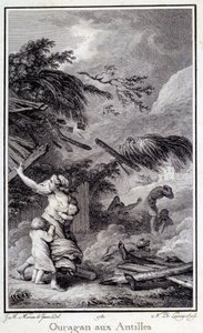 Hurikán v Západní Indii. Rytina 1780 Chartres, Museum of Fine Arts od French School
