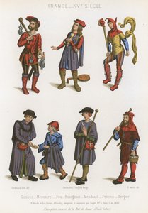 Žalářník, minstrel, blázen, buržoazie, žebrák, poutník a pastýř od French School