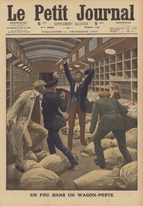 Šílenec v poštovním vagónu ve vlaku přijíždějícím do Paříže (barva litho) od French School
