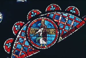 Prorok, detail ze severního rozetového okna, c.1223 od French School