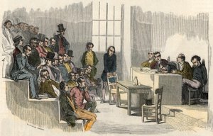 Seance agregační soutěže na pařížské Sorbonně v 19. století – rytina do „“Tableau-de-Paris”” od Edmonda Texiera 1852 od French School