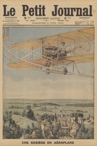Mladá žena letí v letadle na Montferrand, Francie (barva litho) od French School