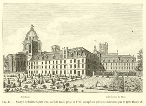Opatství Sainte-Genevieve, jižní pobřeží, přijaté v roce 1790, v současné době částečně obsazeno lyceem Henri IV. od French School