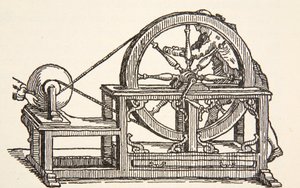 Elektrický stroj Abbe Nollets, 1746, kopie Borise Mestcherského (zemř. 1957), ilustrace z knihy Histoire de la Nation Francaise, Sciences, Volumes I & II, autor Gabriel Hanotaux (1853-1944), 1924. od French School