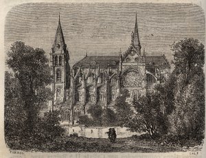 Opatství Saint-Victor (Saint Victor) v Paříži, založené ve 12. století - rytina v „Histoire de France“ od Victora Duruye (1811-1894) - 1882 od French School
