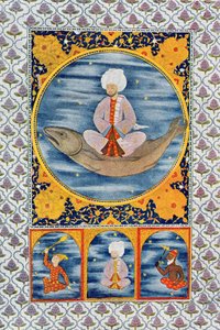 Abdallah of the Sea, ilustrace z The Arabian Nights, 1895 (barevná rytina) od French School